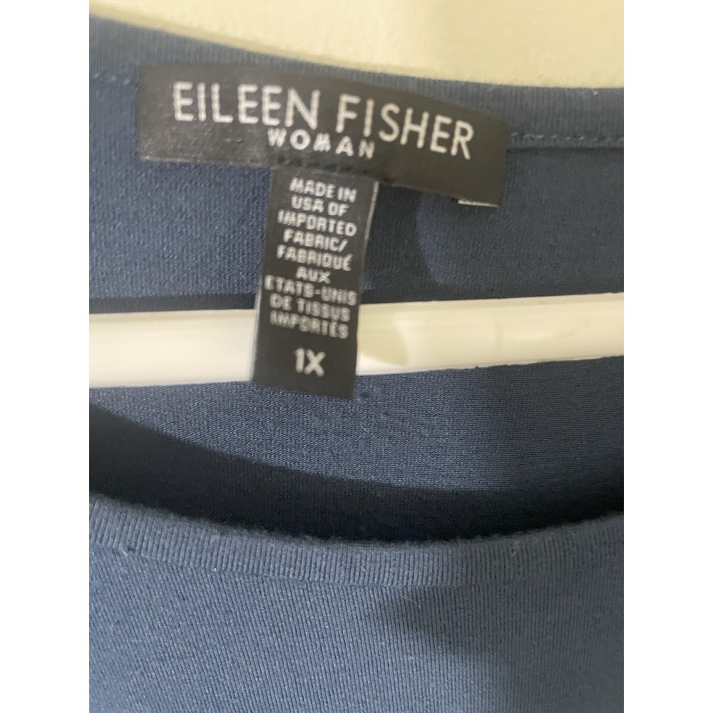 Eileen Fisher Blue Asymmetrical Dress 1X Viscose Jersey Minimalist Knee Length - Picture 5 of 6